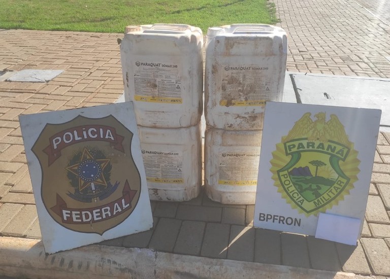 Imagem da notícia PF e BPFRON apreendem 80 litros de agrotóxicos contrabandeados do Paraguai